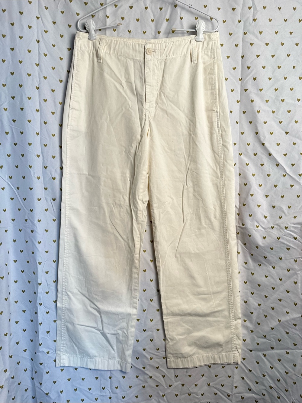 J. Crew Cream Straight-Leg Cotton Pants